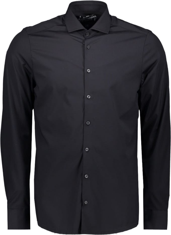 Pure H.Tico The Functional Shirt Zwart - Maat 38 - Heren - Overhemden Formeel