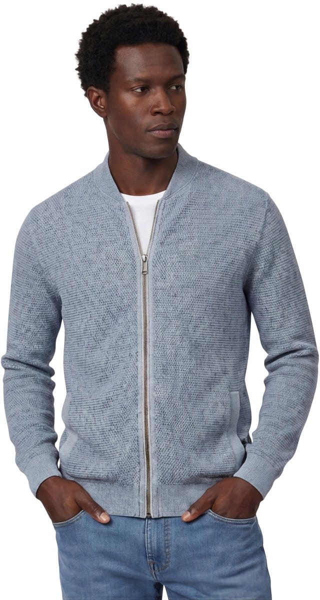 Vest Casa Moda normale fit lichtblauw met rits gebreid