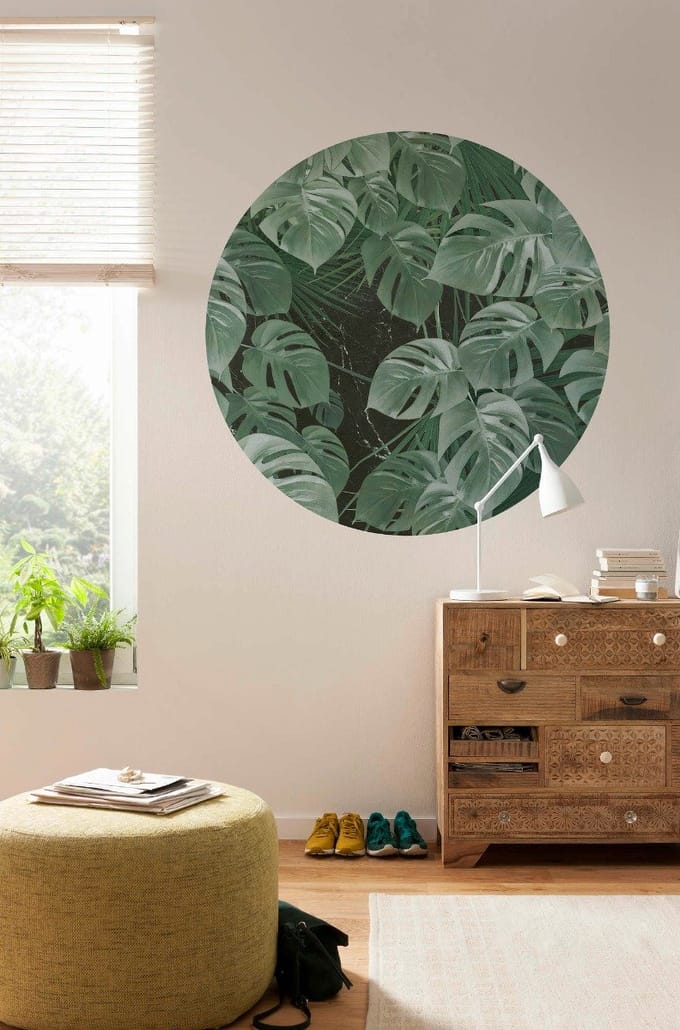 Dots; Komar Home Behangcirkel Novel Monstera - D1-023   4036834090302   Behang