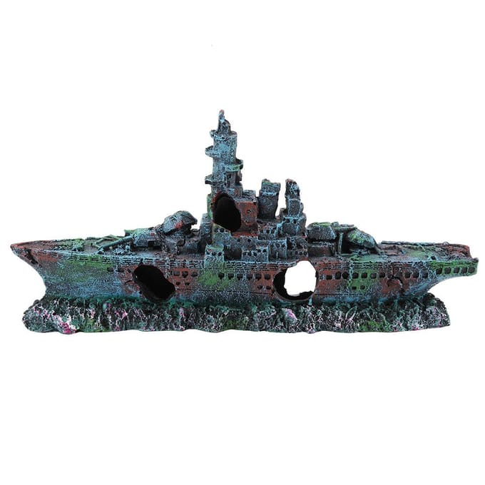 Simulation résine cacher bateau Aquarium ornements décor black