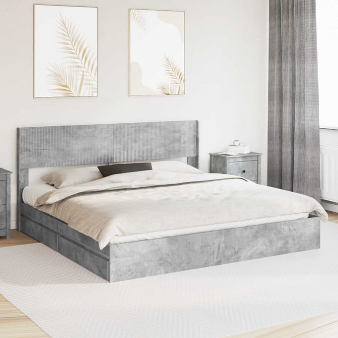 vidaXL - Bedframe - met - opbergruimte - en - hoofdbord - 2 - st - Bewerkt - hout