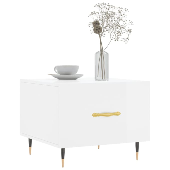 vidaXL - Salontafel - 50x50x40 - cm - bewerkt - hout - hoogglans - wit