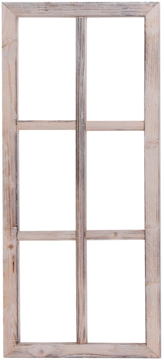 UNUS® Houten raam decoratief venster wit 76x32x2 cm rustieke wanddecoratie