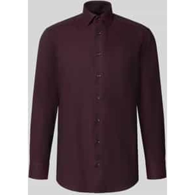OLYMP Luxor modern fit overhemd - structuur - bordeaux rood - Strijkvrij - Boordmaat: 40 (EU maat: M)