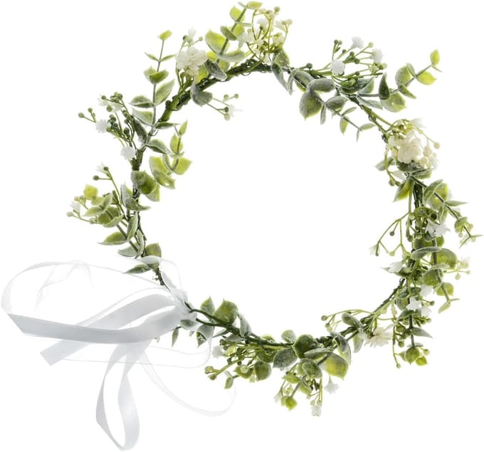 Bloemenkroon - Haarband Krans - Feestelijk Accessoire - Handgemaakt Verstelbaar - 30 Gram - Wit