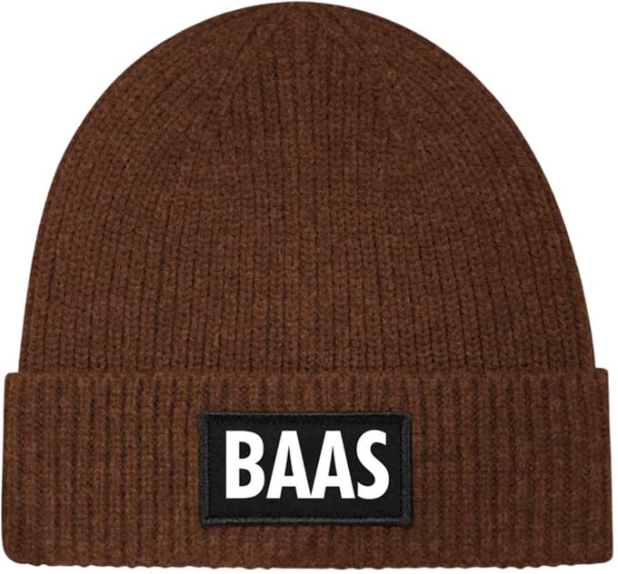 Wintermuts Walnut rib gebreid | wit - Baas - soBAD. | Unisex | Skimuts | Muts | Kou | met grappige tekst | Winter | Beanie