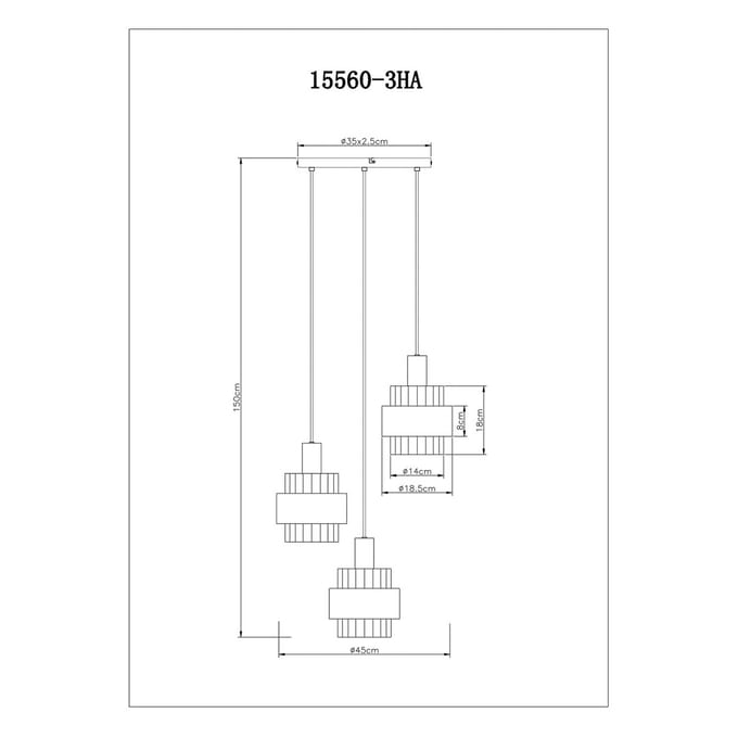 Globo Hanglamp Milley, Ø 45 cm, bronskleurig, 3-lamps, metaal