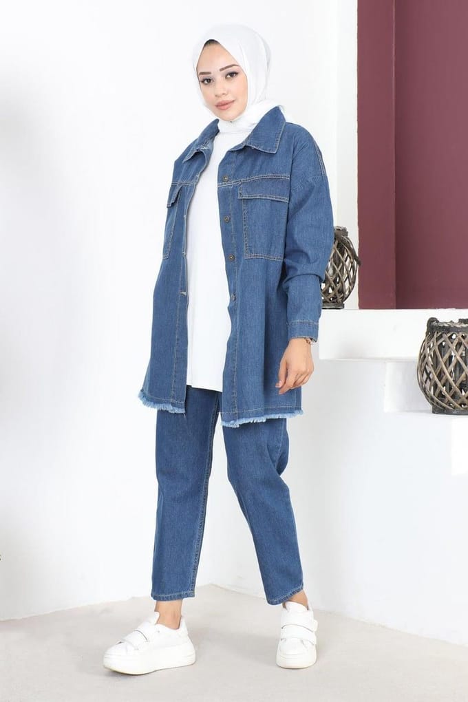 Kwast Detailed Denim Jasje Blauw