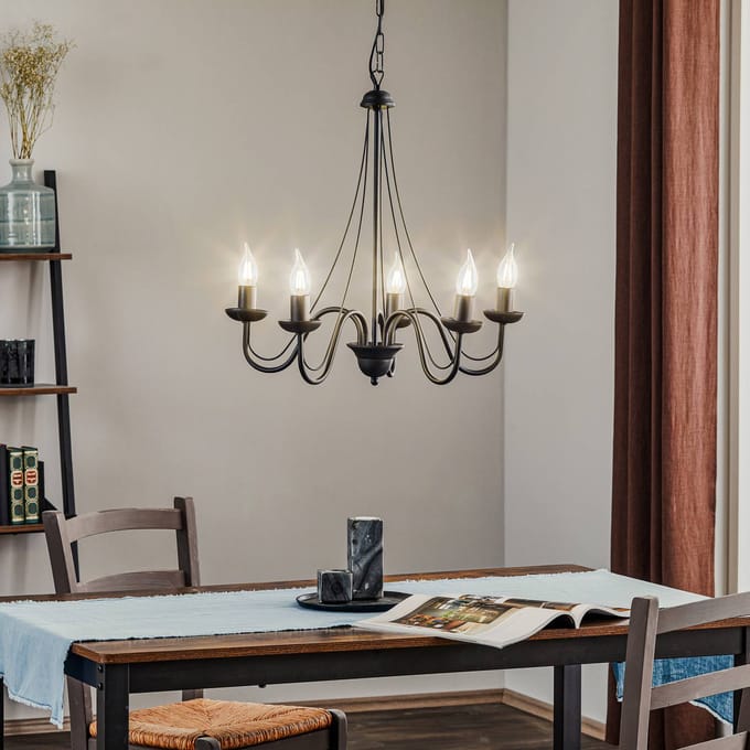 HELAM Kroonluchter Malbo 5-lamps in zwart