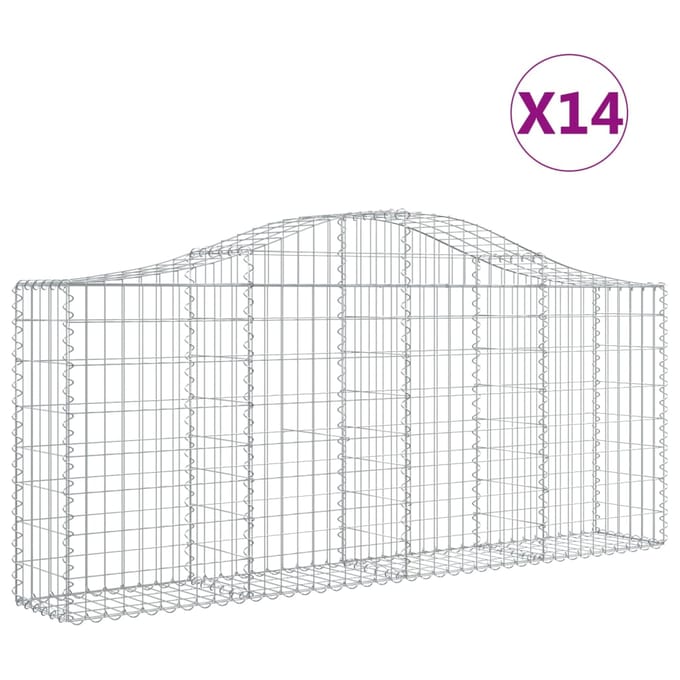 vidaXL - Schanskorven - 14 - st - gewelfd - 200x30x80/100 - cm - ijzer
