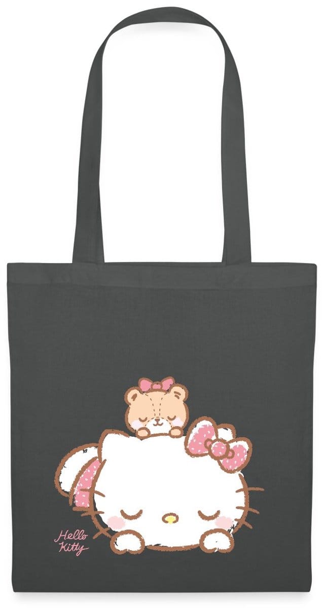 Hello Kitty Met Teddy Op Haar Rug Tas Van Stof Schoudertas