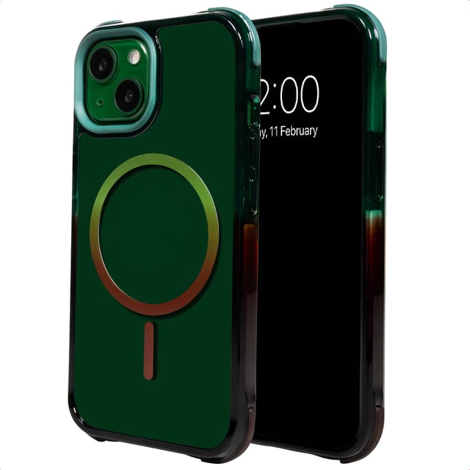 Selencia Hoesje - Geschikt voor Apple iPhone 14 / 13 - Gradient Backcover - Groen / Bruin