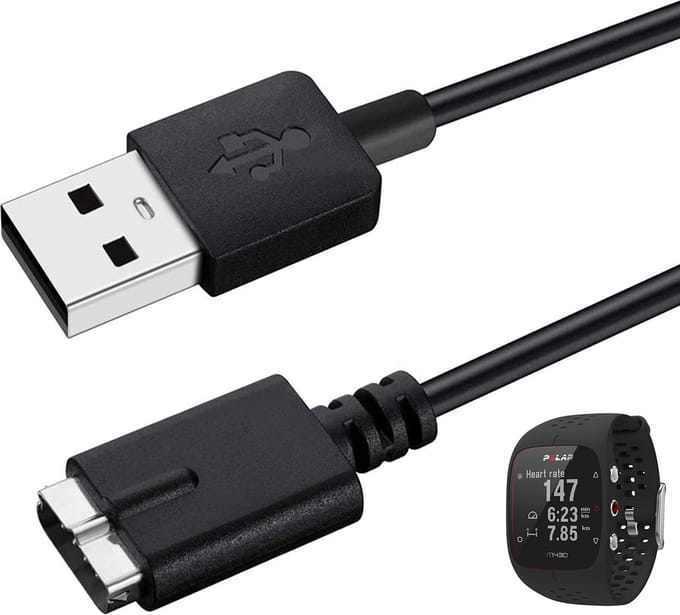 Compatibel met Polar M430 connected horloge. 1 kabellengte Zwart lengte 1 m
