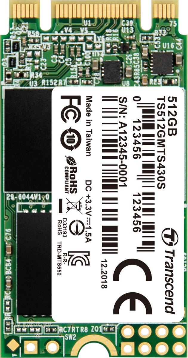 Transcend 430S 512 GB SATA M.2 SSD 2242 harde schijf M.2 SATA 6 Gb/s Retail TS512GMTS430S