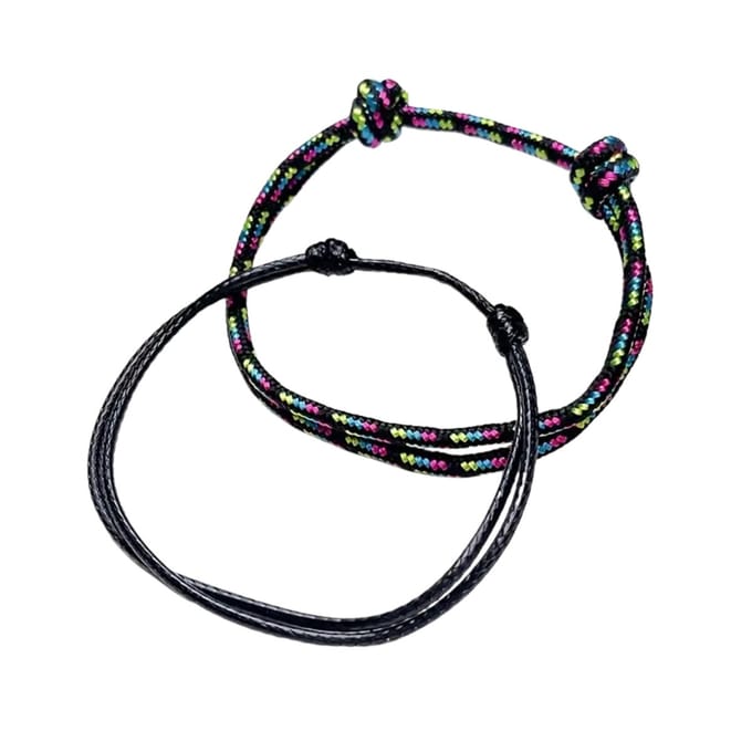 Nivard Armband - Staal - Nep Zilver - Dames - 2 St - Zwart