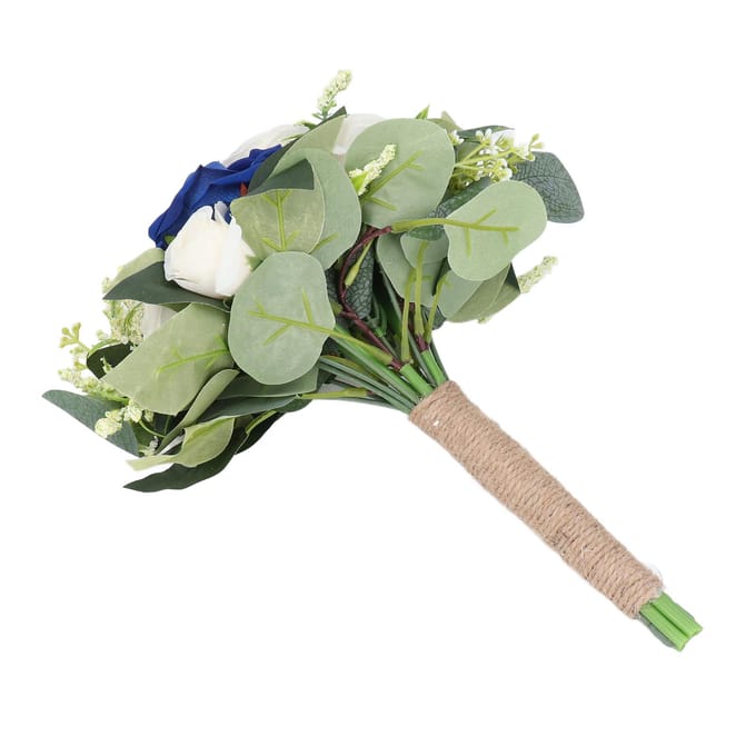 Bouquet de Mariée Artificiel Faux Bouquet de Fleurs Romantique Bouquet à Main de Mariée pour la Célébration bleu