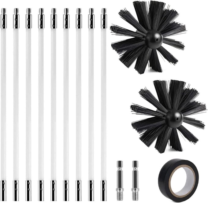 CLVP® Schoorsteenveegset - Schoorsteenveger - Schoorsteenborstel 150mm