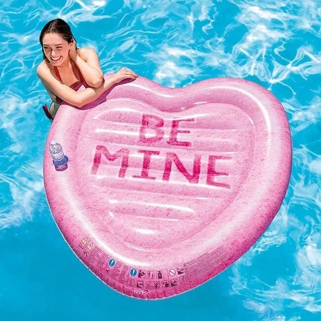 Intex - Candy Heart luchtbed - Kleurrijk design - Inclusief voetpomp