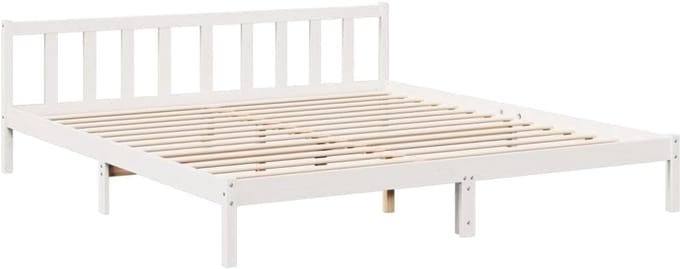 Bedframe Extra Lang - Bedombouw Twijfelaar - Slaapkamer Meubel - Massief Grenenhout - 200x210 cm - Wit