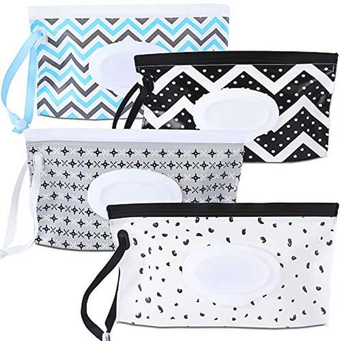4-pack draagbare babydoekdispenser - Navulbare doekjeshouder voor onderweg - Herbruikbare travel wiper