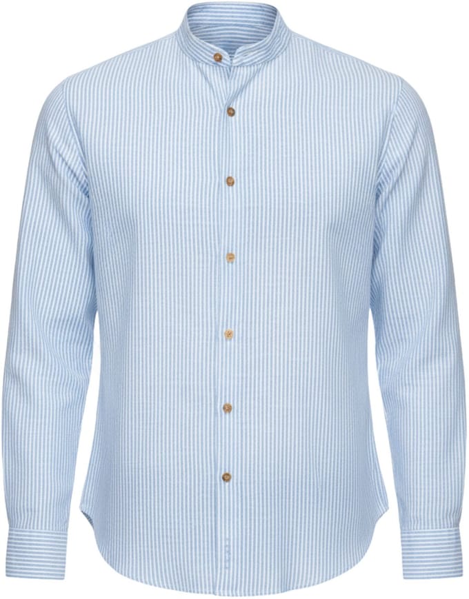 OMBRE Overhemd - Regular Fit - Katoen - Lange Mouw Blauw S