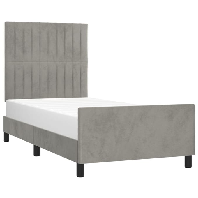 vidaXL - Bedframe - zonder - matras - 100x200 - cm - fluweel - lichtgrijs