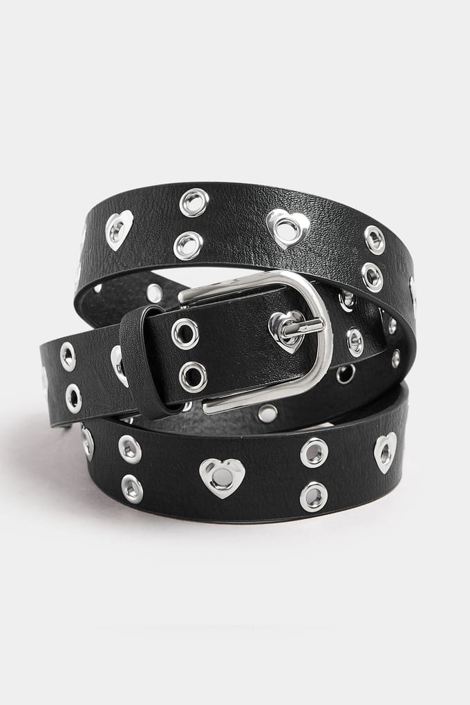Yours Zwarte Riem Met Oogjes En Hartdetailsize 50-52