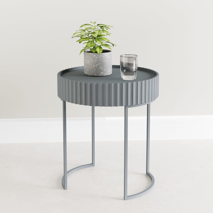 Bijzettafel Rill rond 46x40 cm grijs [en.casa]