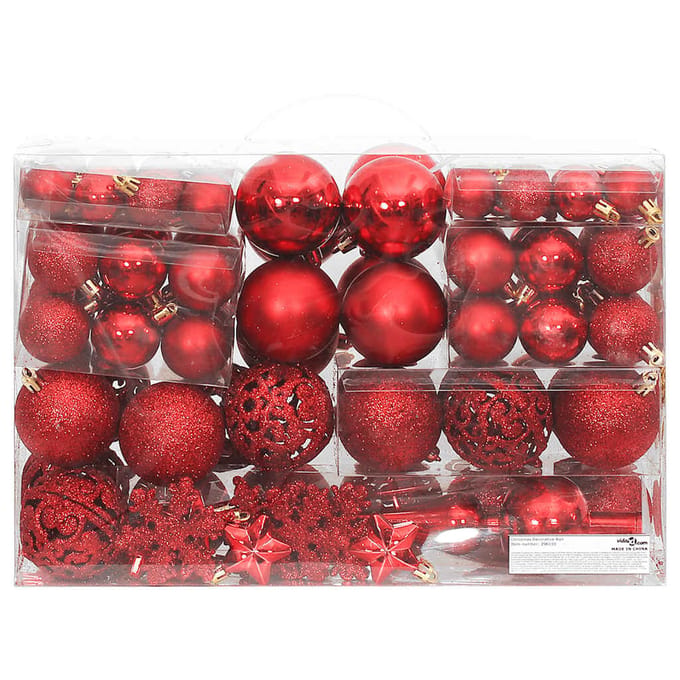 vidaXL - 111-delige - Kerstballenset - polystyreen - rood