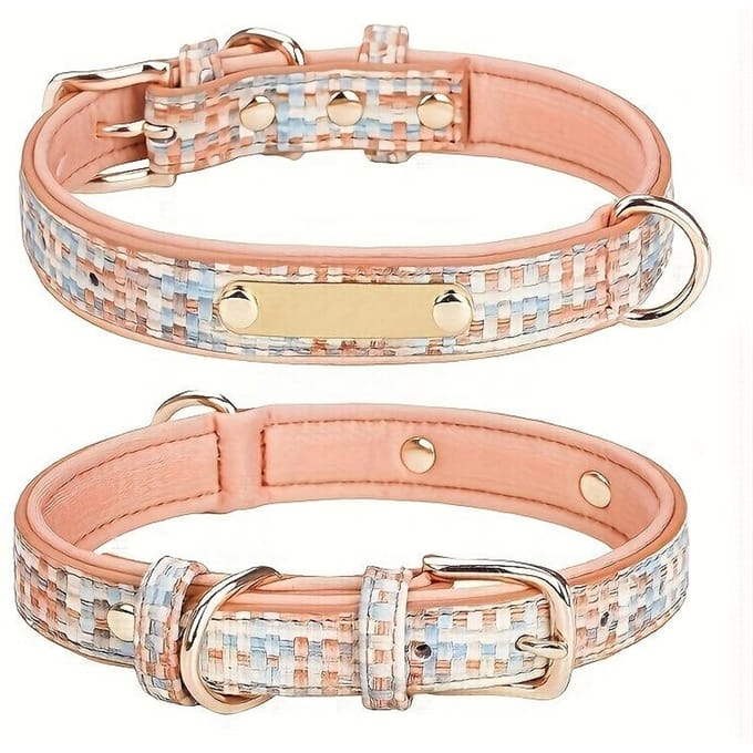 Collier pour animal de compagnie Anneau en D double Accessoires à suspendre Intérieur en coton spatial Grand et moyen collier pour chien S marron