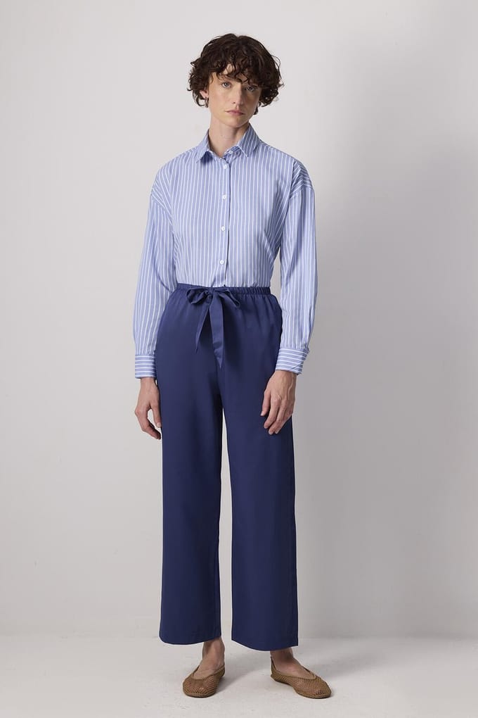Touché Privé - Broek met wijde pijpen en elastische taille - Marine - Dames