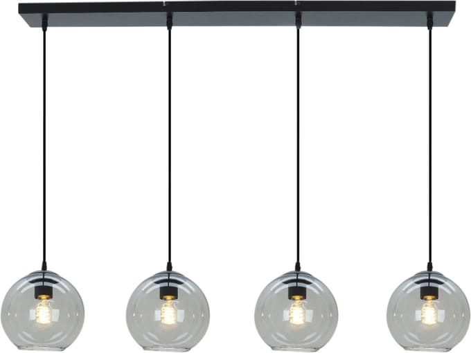 Olucia - GIADA - Hanglamp - Grijs / Zwart - 4L - Vorm: Rechthoek