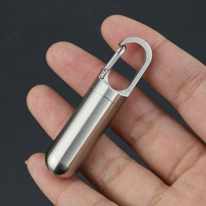Conteneur à médicaments en acier inoxydable J21, étanche, portable, mini-capsule, porte-bouteille white
