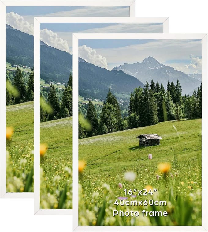 Set van 3 Fotolijsten 40x60 cm Wit Aluminium voor Muurdecoratie