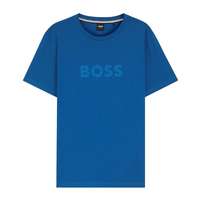 Boss Heren T-shirt katoen met logo (Blauw)