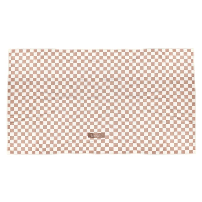 Kitsch, enveloppe de serviette pour cheveux à séchage rapide, extra large, damier terracotta, 1 pièce white