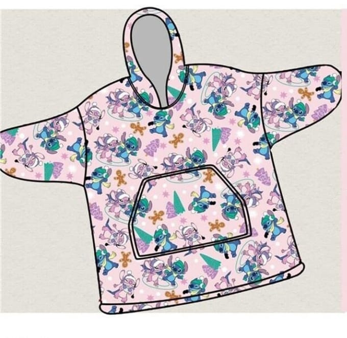 Disney Lilo & Stitch Hoodie Fleece deken, Rainbow - Kind (One Size ) - Polyester