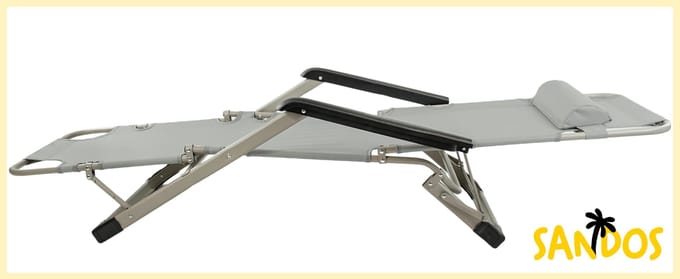 Ligbed tuin - grijs - 176x60x30 cm - weerbestendig