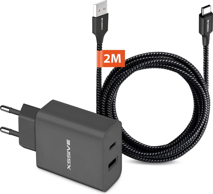 Snellader - 2 Meter - Geschikt voor iPhone 15, 16 en Samsung Galaxy - USB-C Adapter met USB-A naar USB C Kabel