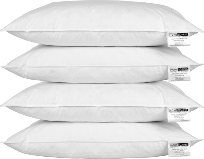 Homescapes Kussen set van 4, veren kussens 50x75 cm met 100% veren vulling