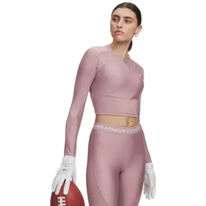 Under Armour Hg Rib Sweatshirt Met Halve Rits Roze L Vrouw