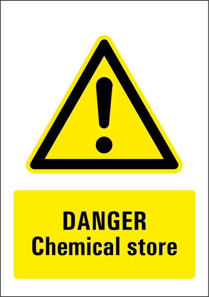 Danger chemical store sticker 210 x 297 mm