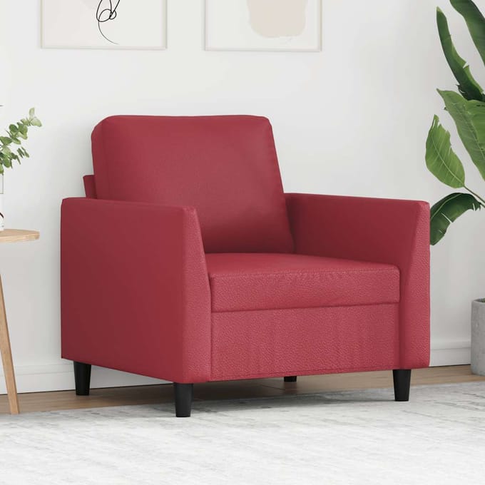 vidaXL - Fauteuil - 60 - cm - kunstleer - wijnrood