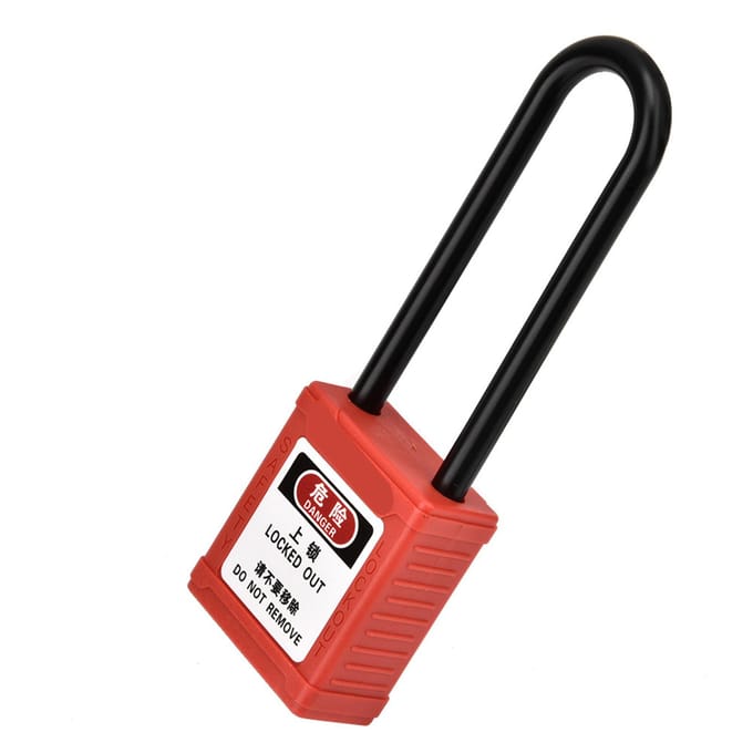 Cadenas de sécurité industriel à long arceau isolé, verrouillage/consignation, verrou d'isolement black