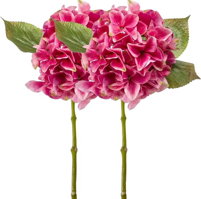 Emerald Kunstbloem hortensia tak - 2x - Challenge - 47 cm - fuchsia - kunst zijdebloem - Hydrangea