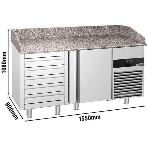 GGM Gastro Pizzakühltisch PREMIUM - 1550x800mm - mit 1 Tür & 5 Schubladen