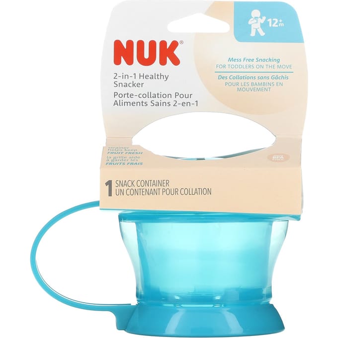 NUK, 2-in-1 Healthy Snacker, 12+ maanden, blauw, 1 snackcontainer beige