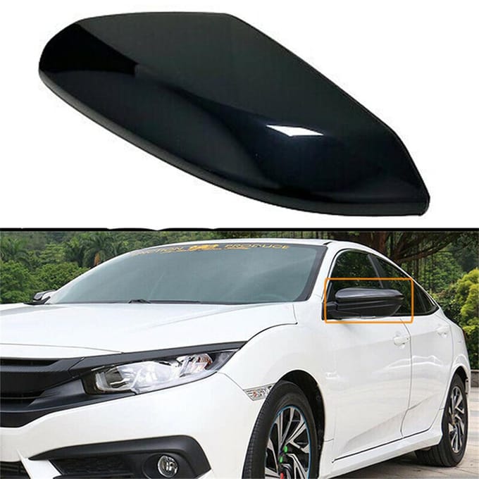 Zijspiegelkap voor HONDA CIVIC 2016-2021 Zwart Bestuurder Linkerkant black