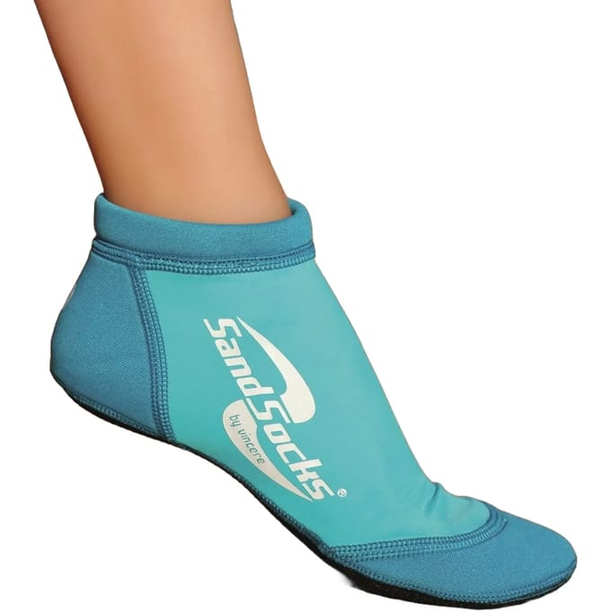 Sand Socks strandsokken lage snit turquoise voor beachvolleybal en sport.