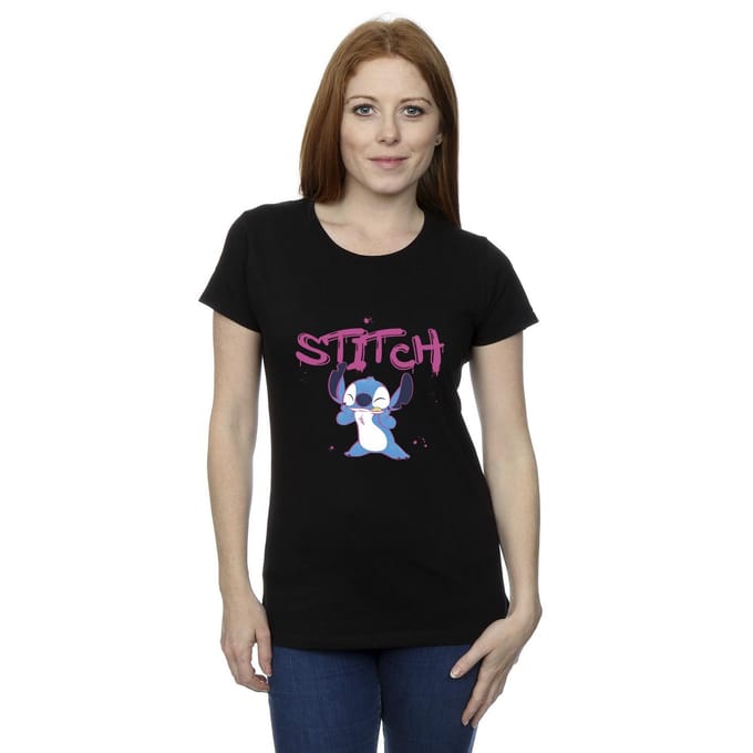 Disney Dames/Dames Lilo And Stitch Graffiti Katoenen T-Shirt (Zwart)